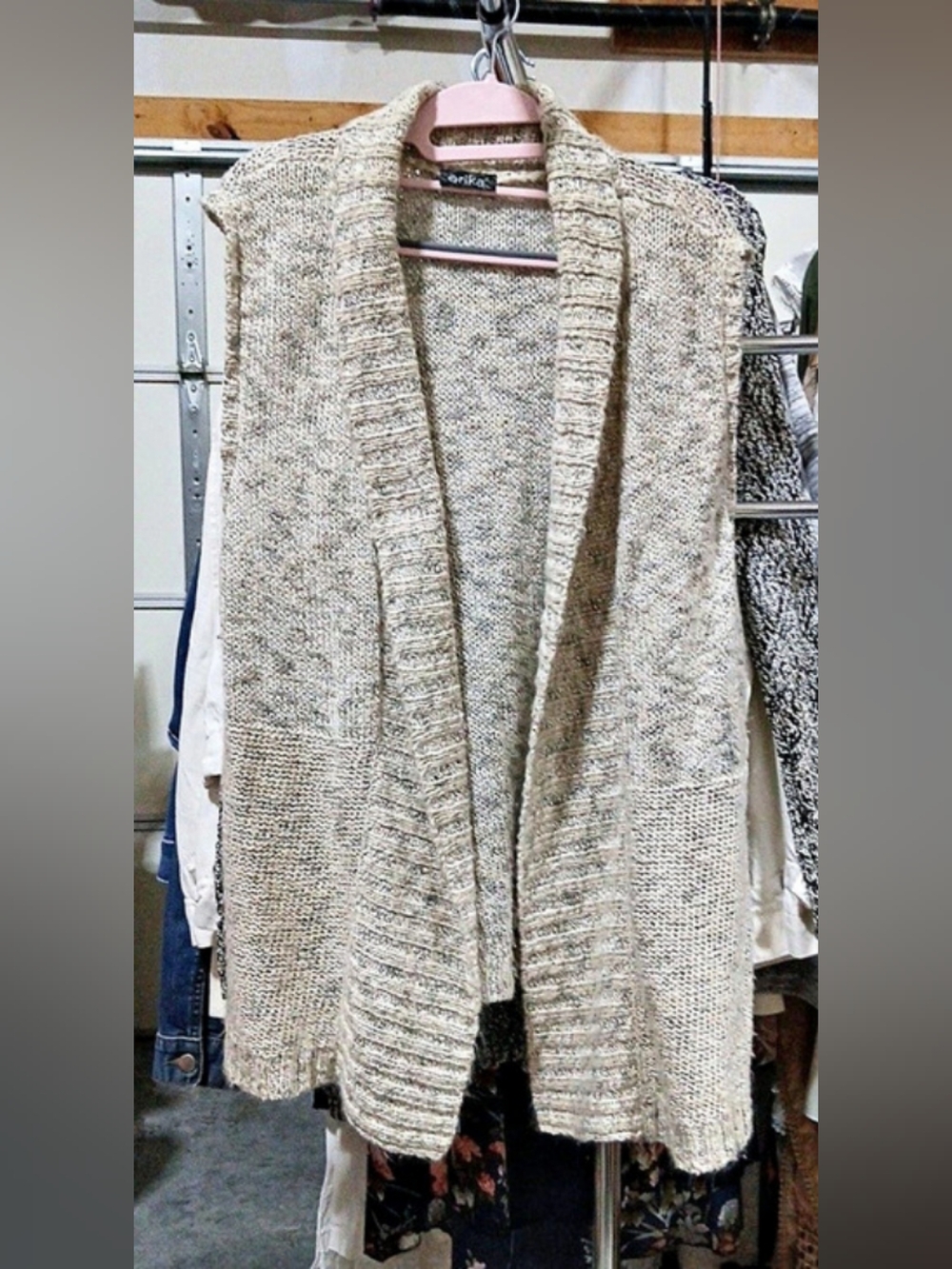 Erika Kirsten Open Front Knit Vest Beige 2XL Like New
